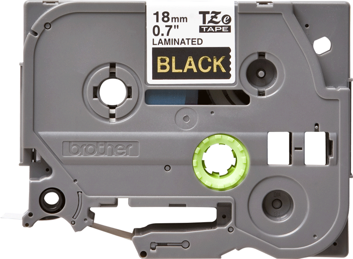 Brother Gold on Black Label Printer Tape, 8 m Length, 18 mm Width