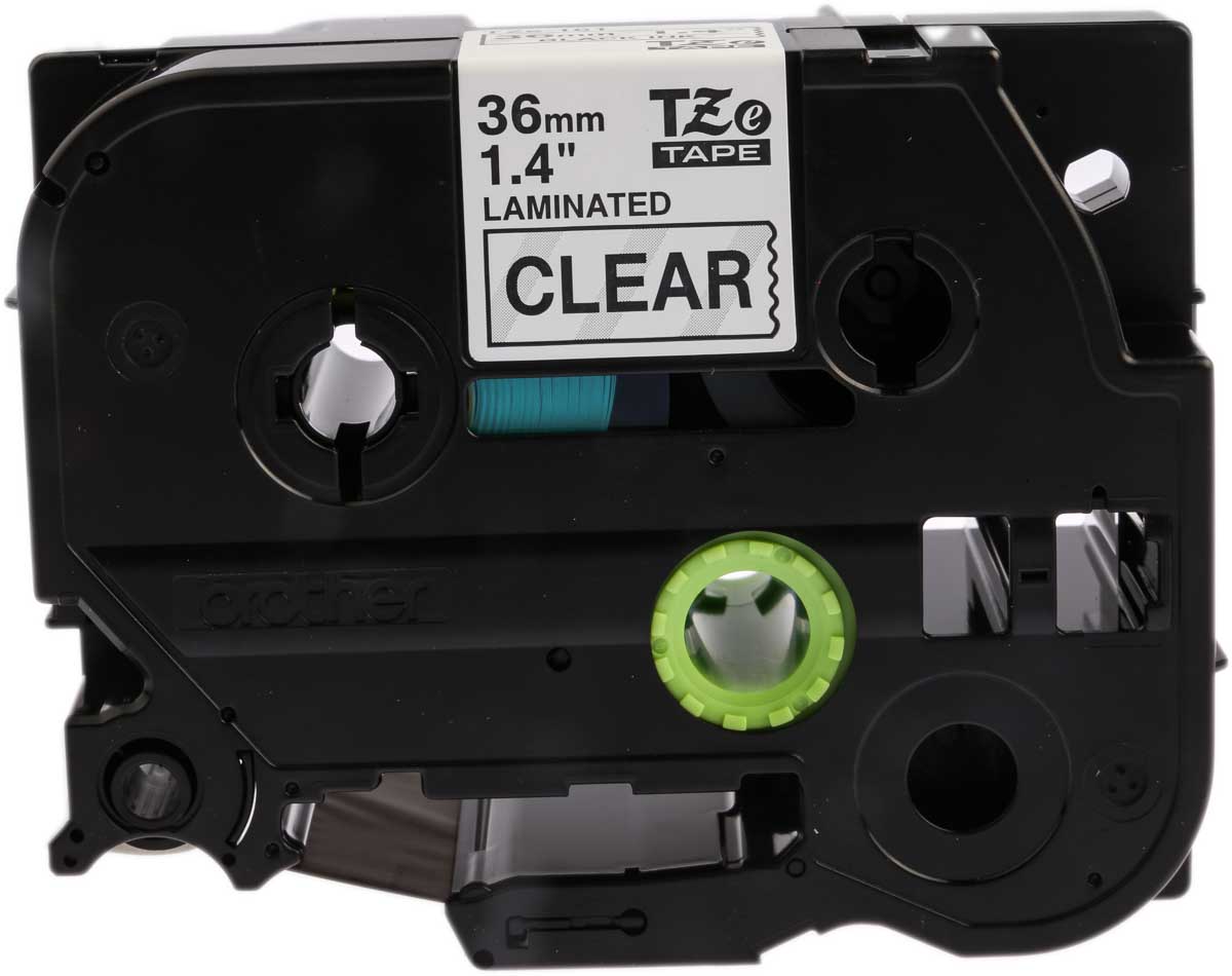Brother Black on Clear Label Printer Tape, 8 m Length, 36 mm Width, 3 m Label Length