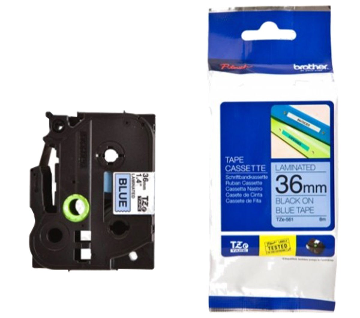 Brother Black on Blue Label Printer Tape, 8 m Length, 36 mm Width, 8 m Label Length