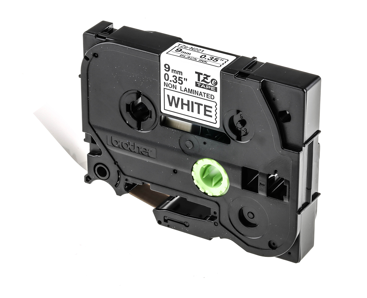 Brother Black on White Label Printer Tape, 8 m Length, 9 mm Width, 8 m Label Length