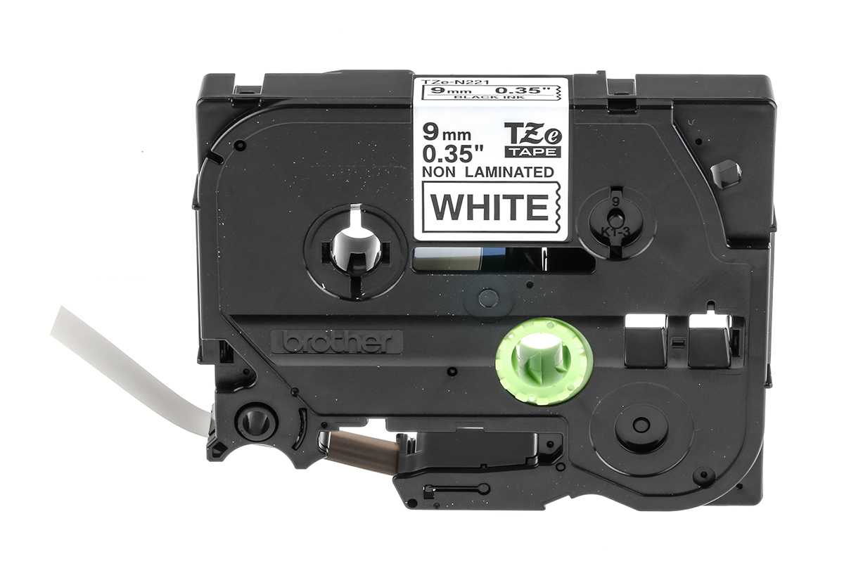 tzen221 Brother Black on White Label Printer Tape, 8 m Length, 9 mm Width, 8 m Label Length