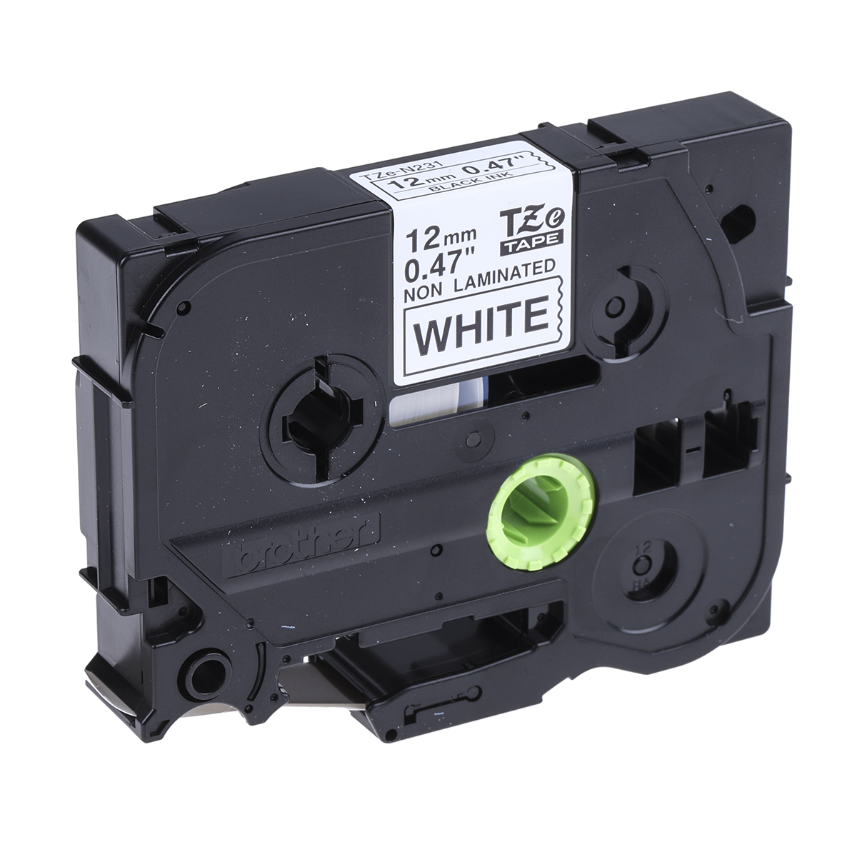 tzen231 Brother Black on White Label Printer Tape, 8 m Length, 12 mm Width, 8 m Label Length