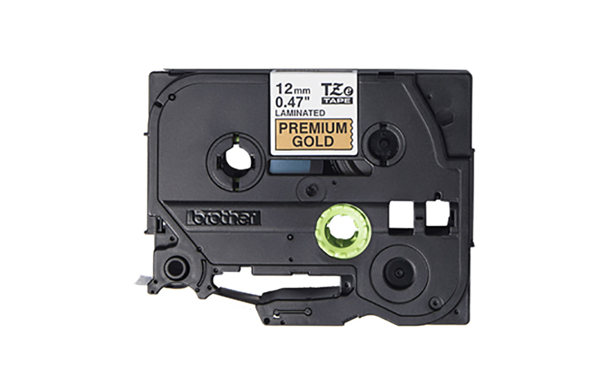 Brother Black on Gold Label Printer Tape, 8 m Length, 12 mm Width, 8 m Label Length, 24 mm Label Width