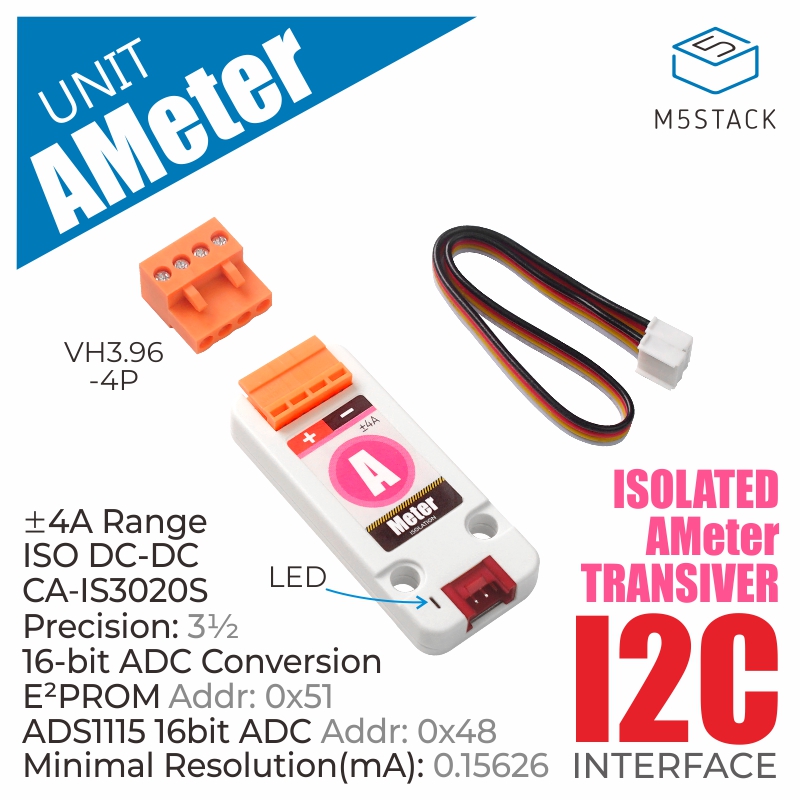 u086 M5Stack U086 Ammeter Unit for use with M5StickC, M5StickV, M5 Core