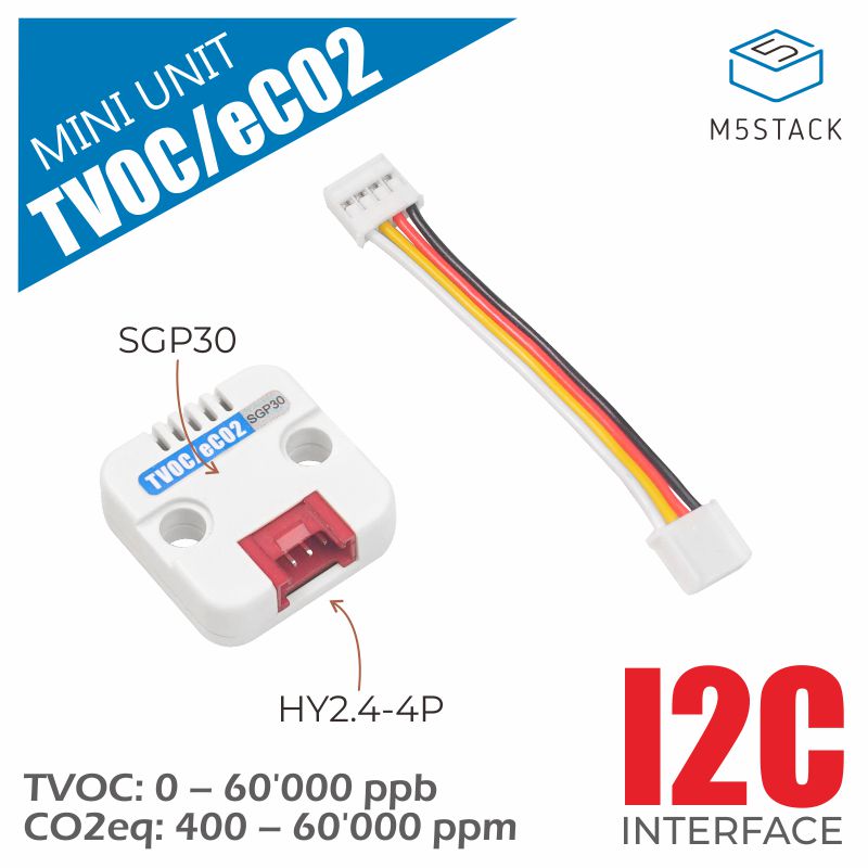 u088 M5Stack TVOC/eCO2 Gas Unit Gas Sensor Gas Sensor Board for SGP30 M5StickC, M5 Core, M5StickV