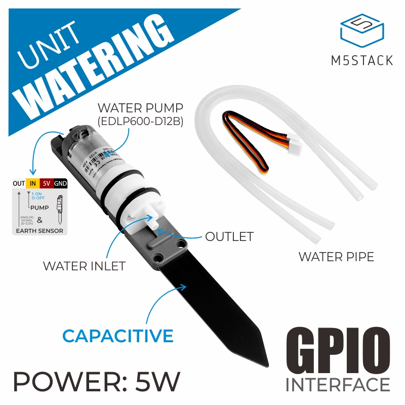 u101 M5Stack Watering Unit with Moisture Sensor and Pump Sensor Board M5 Core