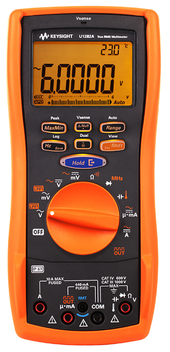Keysight Technologies U1282A Handheld Digital Multimeter True RMS, 10 A ac, 10 A dc, 1 kV ac
