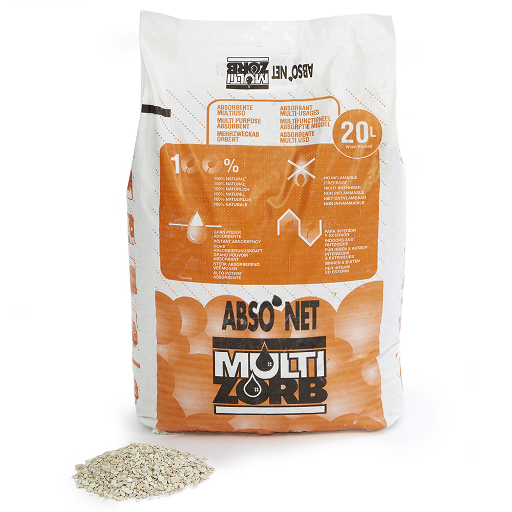 Ecospill Ltd Spill Absorbent Abso'net One Plus Granules 20Ltr Absorbent Granules for Oil, Water Based Liquids, Fuel Use,