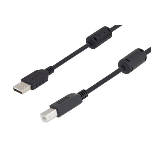 L-Com USB Cable, Male USB Type A to Male, USB 2.0 USB B, USB Type B, Black, 5 m