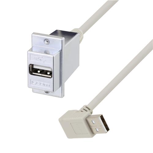L-Com USB Cable, Male USB Type A to Male, USB 2.0 Type A, Light Grey, 12 in