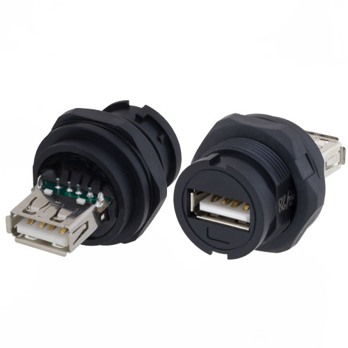 L-Com Straight, Panel Male- 1 Port Type USB Type A IP67 USB Connector USB 2.0
