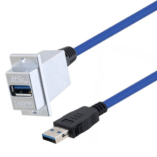 L-Com USB Cable, Male USB to Male, USB 3.0 USB Type A, Black, Blue, 1.5 m