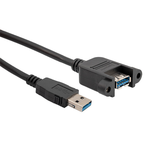 L-Com USB Cable, Male USB to Female, USB 3.0 USB 3.0, Black, 500 mm