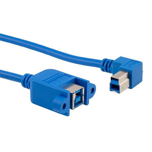 L-Com USB Cable, Female USB to Male, USB 3.0 USB B, USB Type B, Blue, 500 mm