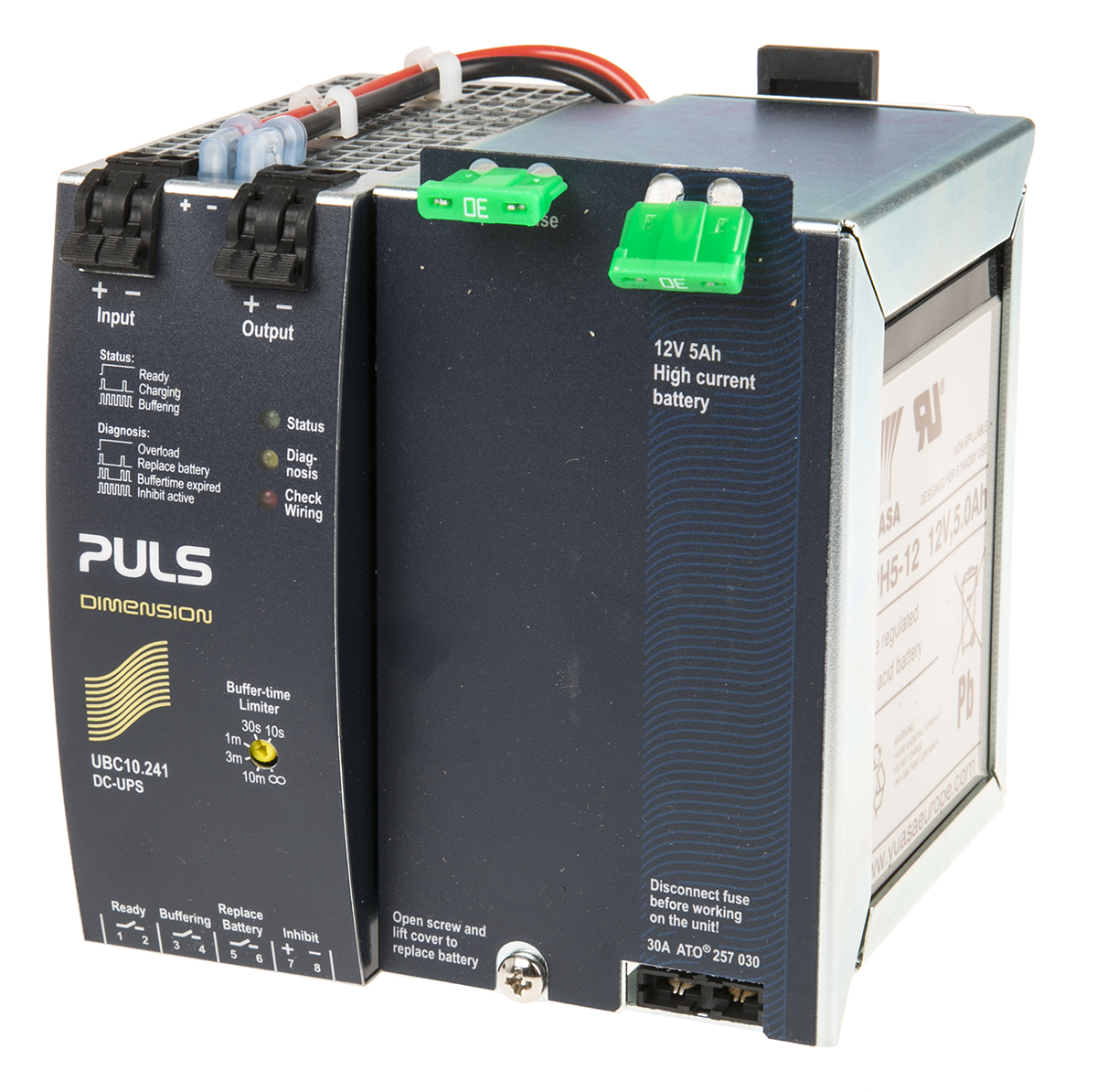 PULS 24V, 28 V Input DIN Rail Uninterruptible power supply, DIMENSION