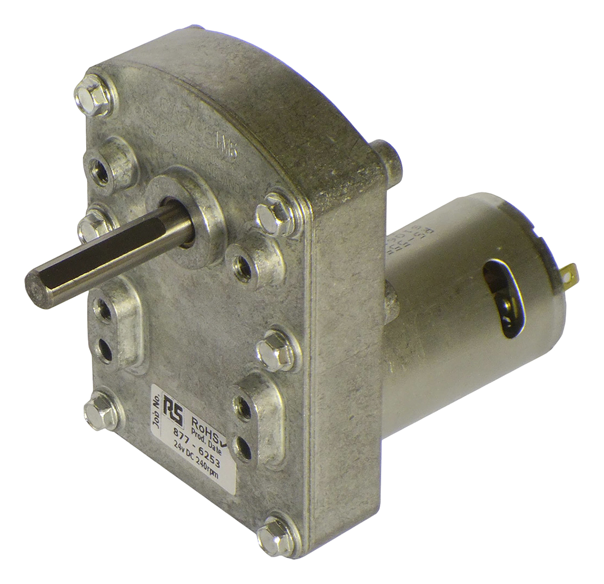 Mellor Electric Brushed Geared DC Geared Motor, 3.8 W, 24V dc, 30 Ncm, 240rpm, 8 mm Shaft Diameter