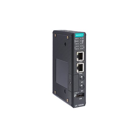 MOXA UC-1200A Industrial Computer 7.2 W Armv8 Cortex-A53 1 GHz 16GB 2 Kernel 5.10, Linux Debian 11, 2031 EOL