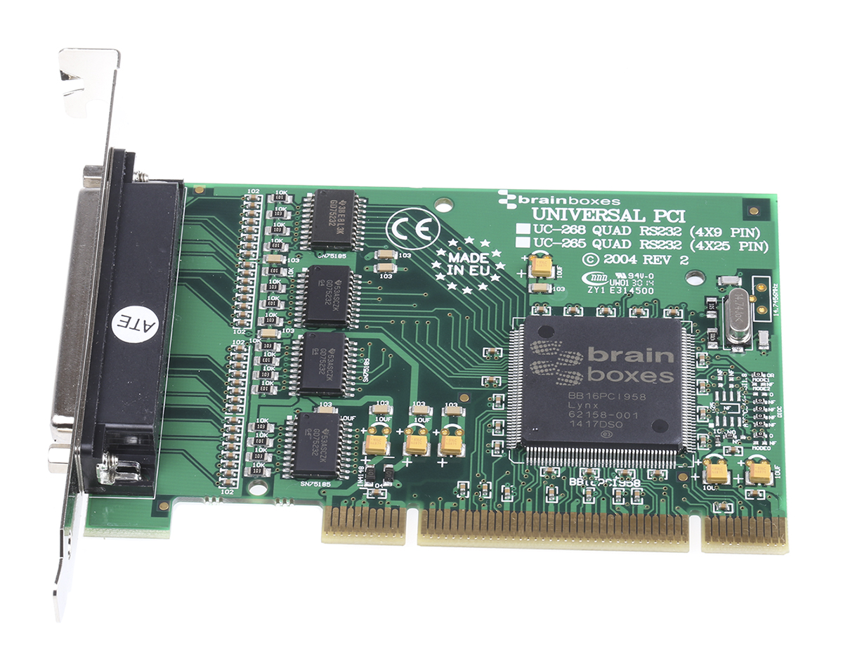 uc-268 Brainboxes 4 Port Universal PCI, PCI DB9 Connector 9 Pin Male RS232 Serial Card