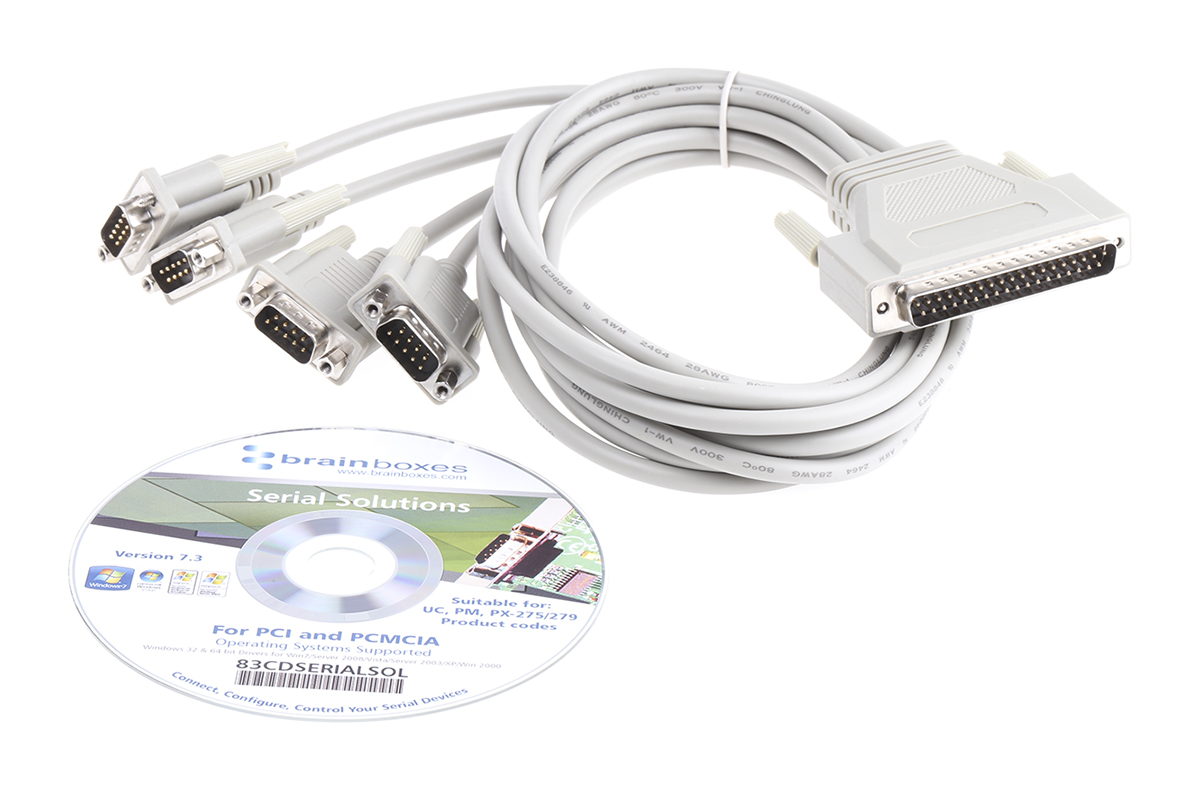 uc-268 Brainboxes 4 Port Universal PCI, PCI DB9 Connector 9 Pin Male RS232 Serial Card