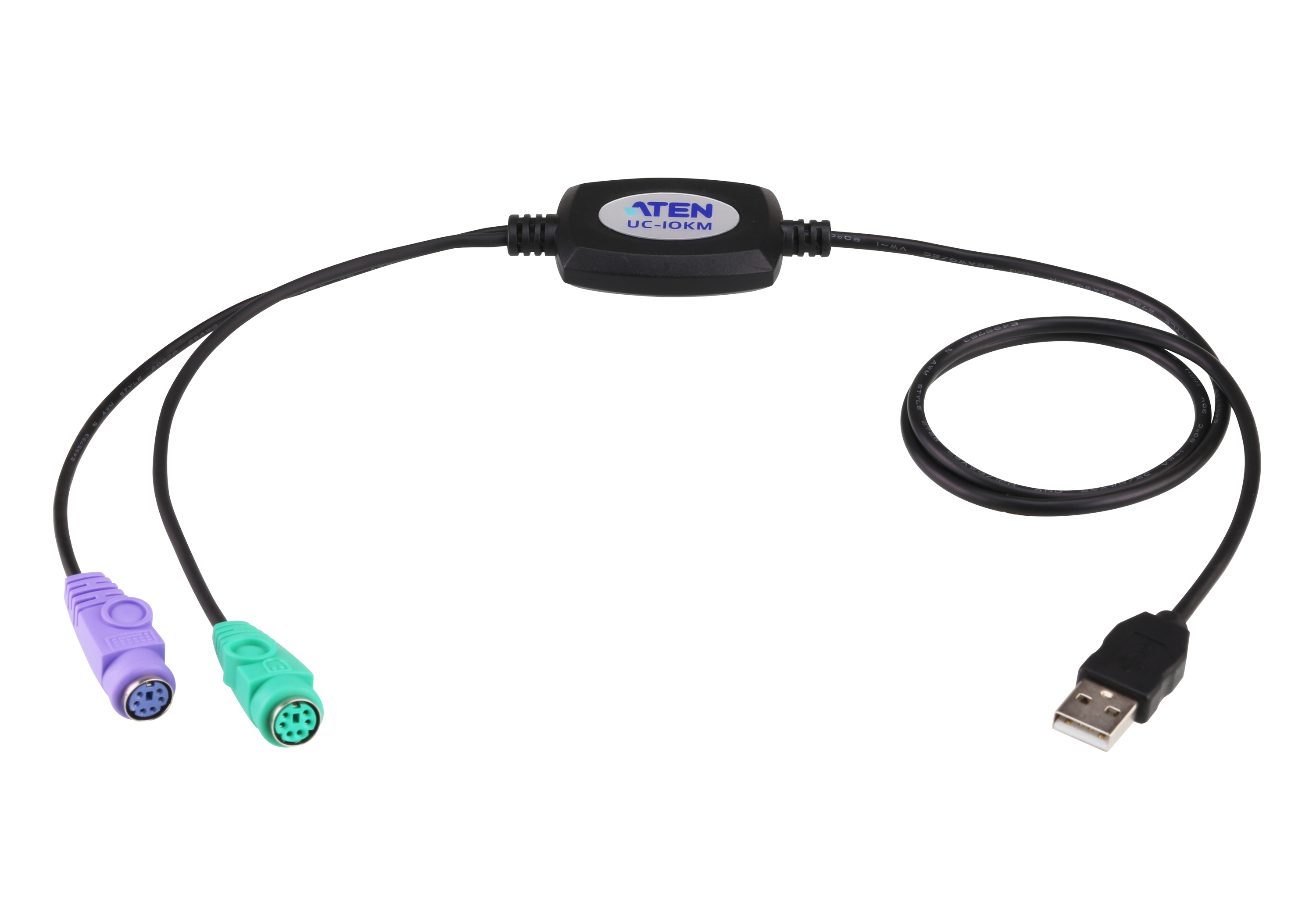 Aten Black 1 Port Adapter USB Type A 6 Pin Female, Mini DIN