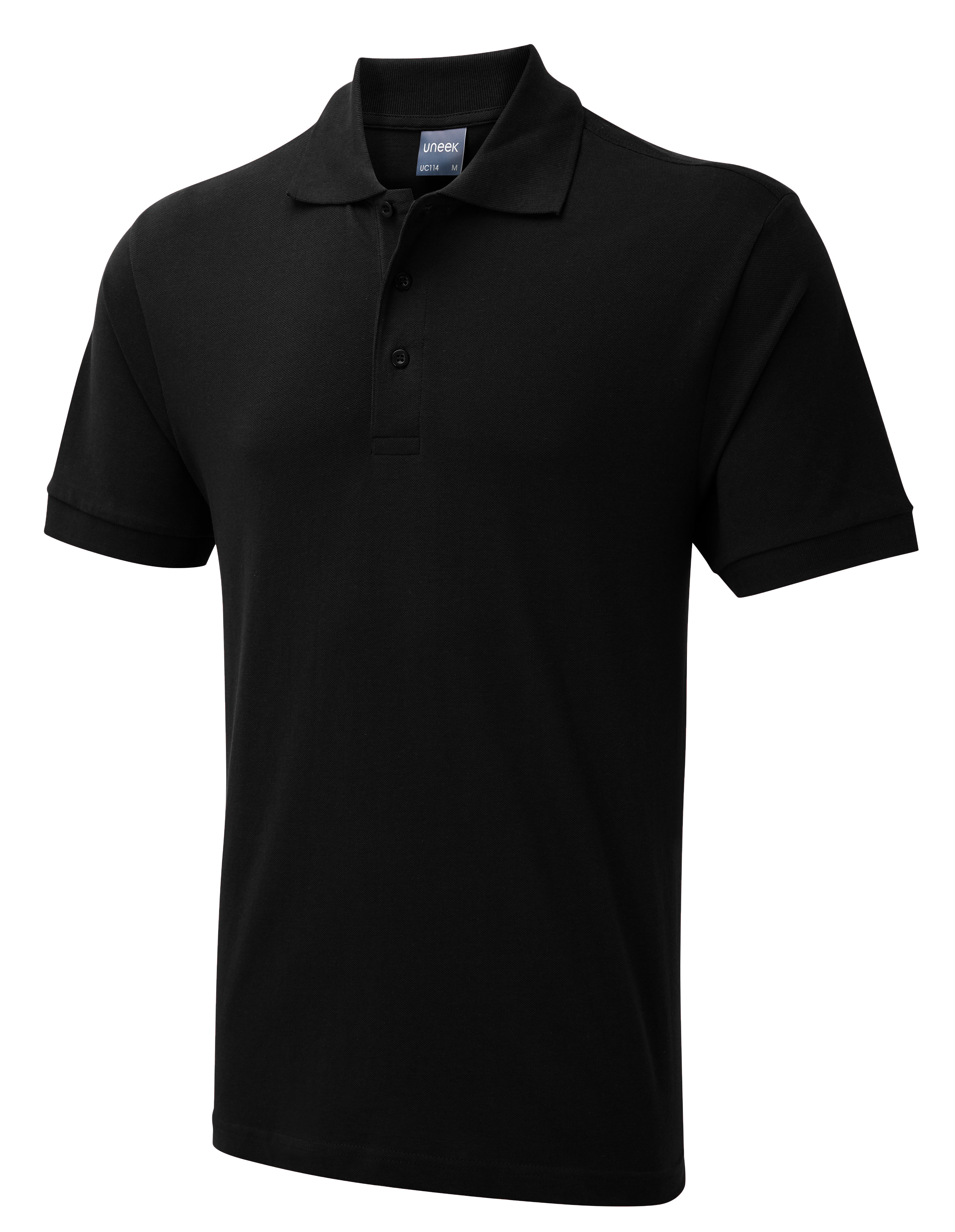 Uneek UC114 Black 100% Cotton Polo Shirt S