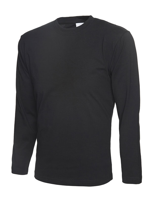 Uneek Black Cotton Long Sleeve T-Shirt L
