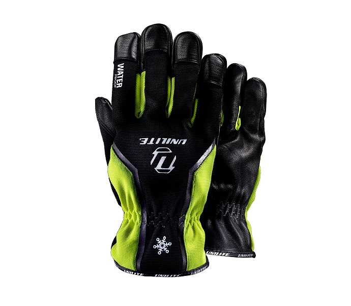 Unilite UG-TW1 Black Polyester Waterproof Gloves, Size 7, Silicon Coating