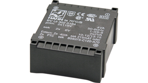 Hahn 2 x 9 V ac PCB Transformer 10 VA