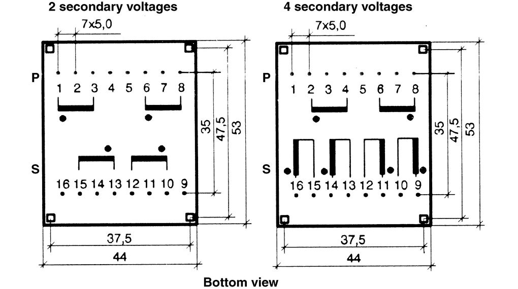 ui304-0153 Hahn 2 x 9 V ac PCB Transformer 10 VA