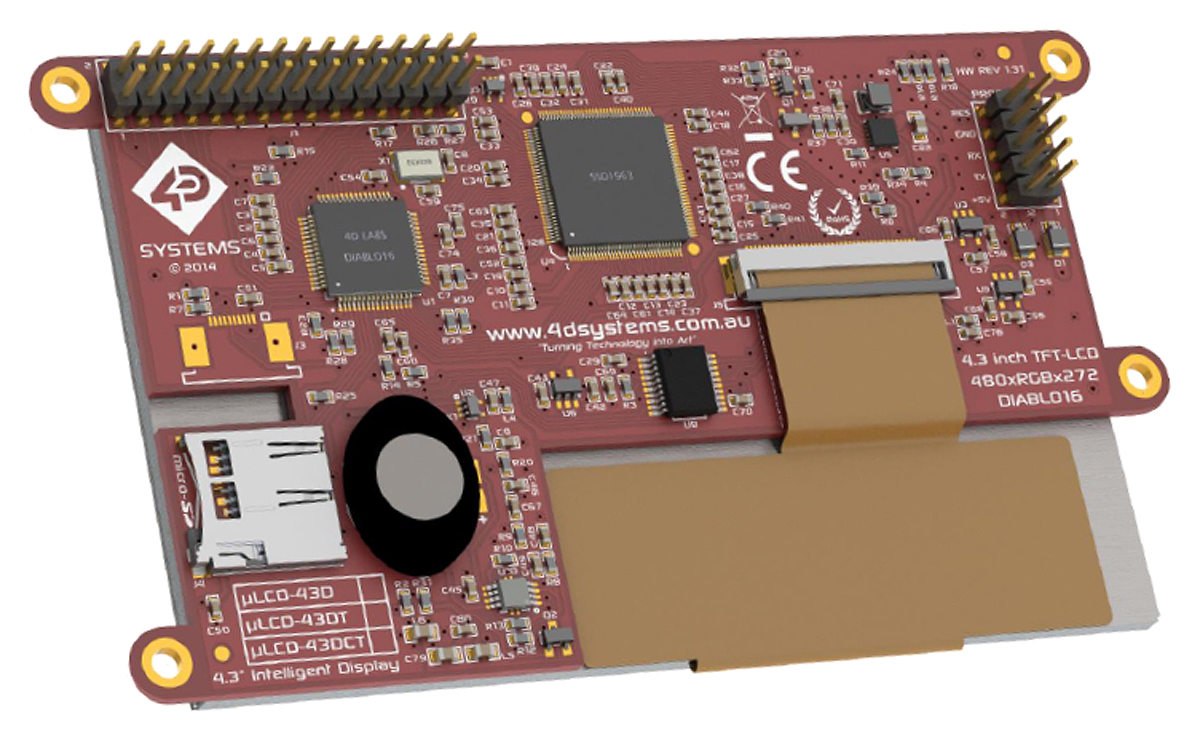 4D Systems uLCD-43DCT LCD Colour Display Touch Screen, 4.3 in, 480 x 272 pixel