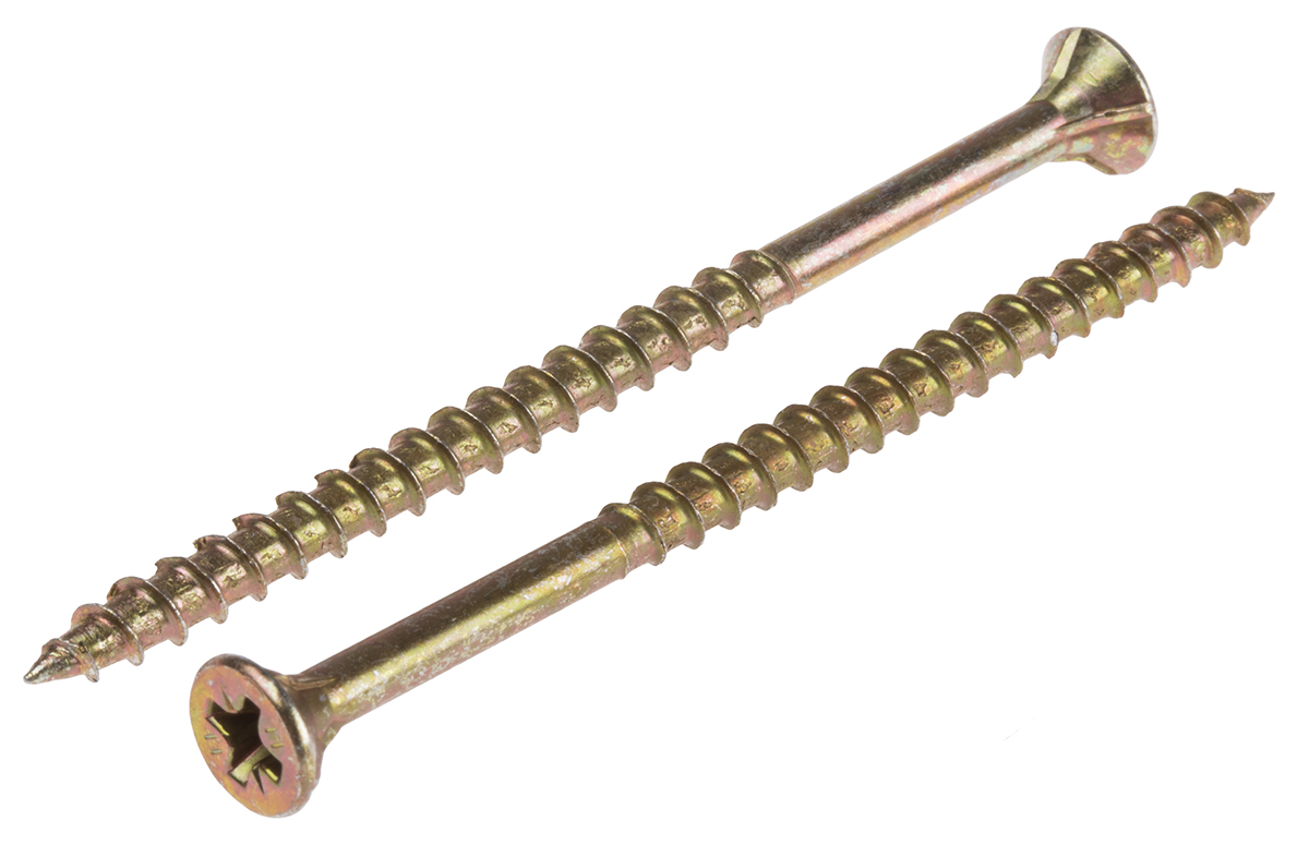 ULTI-MATE Pozisquare Countersunk Steel Wood Screw, Passivated Zinc Plated, M4 Thread 70 mm Length