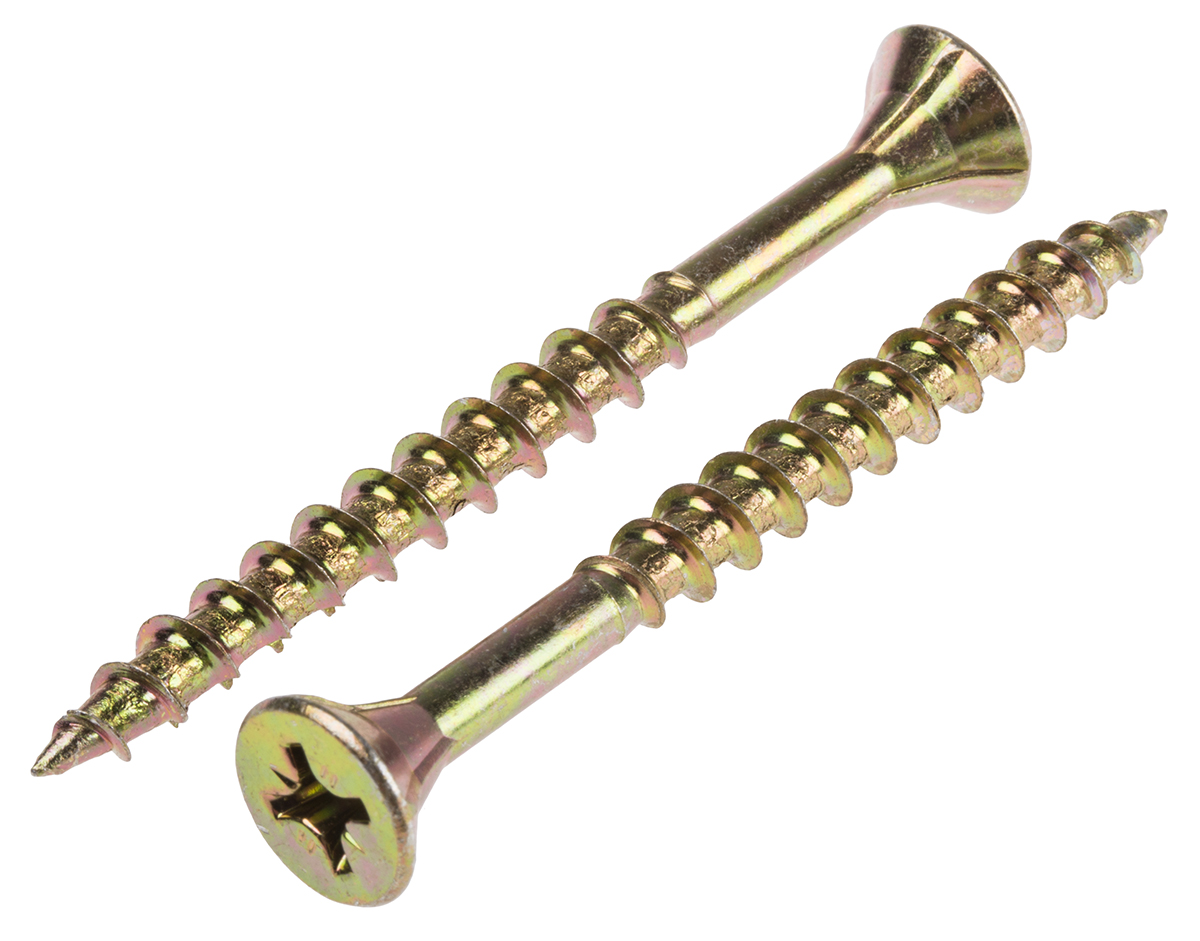 ULTI-MATE Pozisquare Countersunk Steel Wood Screw, Passivated Zinc Plated, M6 Thread 70 mm Length