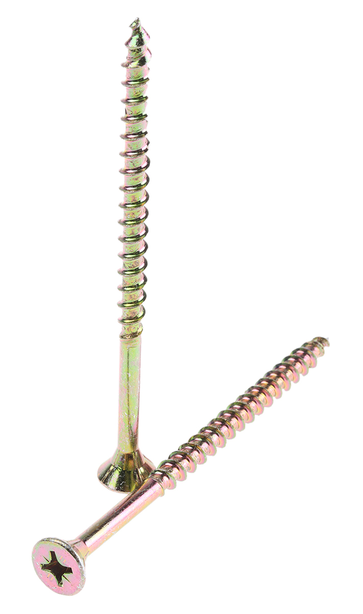 ULTI-MATE Pozisquare Countersunk Steel Wood Screw, Passivated Zinc Plated, M6 Thread 100 mm Length