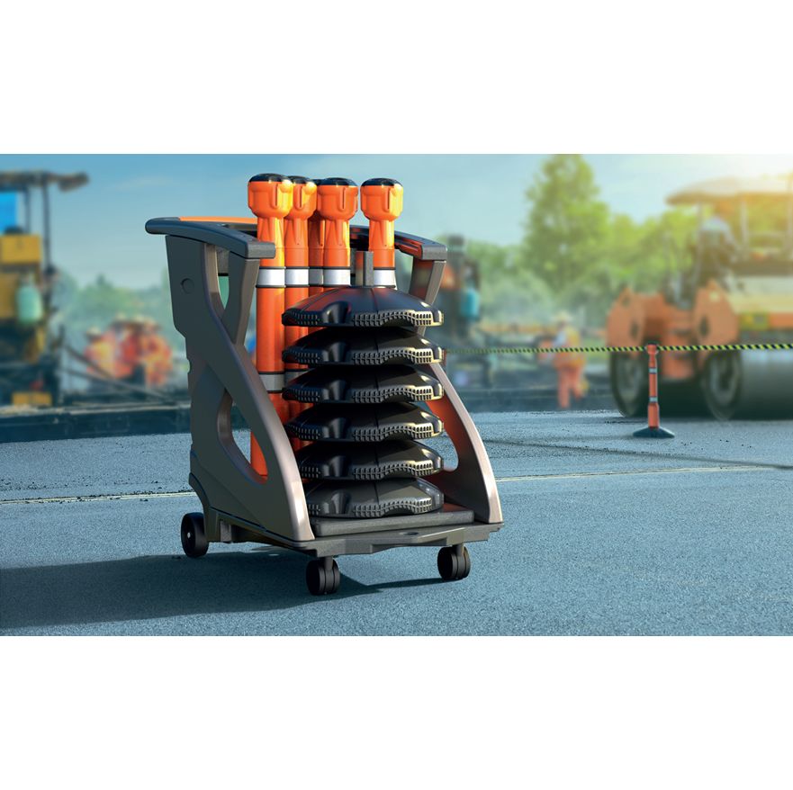 unicart-06-oby Skipper Orange Safety Barrier, White, Red Tape