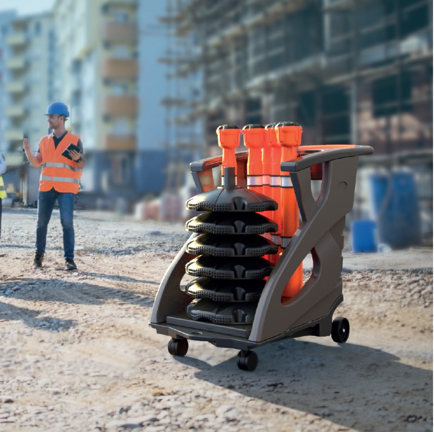 unicart-06-orw Skipper Orange Safety Barrier, Red, White Tape