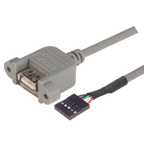 L-Com USB Cable, Female USB to Female, USB 2.0 USB Type A, Grey, 500 mm