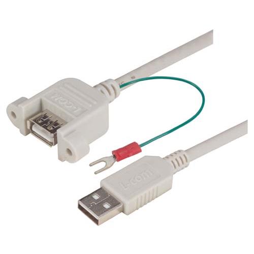 L-Com USB Cable, Male USB to Male USB Type A, Light Grey, 500 mm