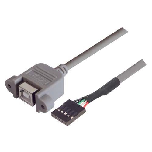 L-Com USB Cable, Female USB to Male, USB 2.0 USB B, USB Type B, Grey, 500 mm
