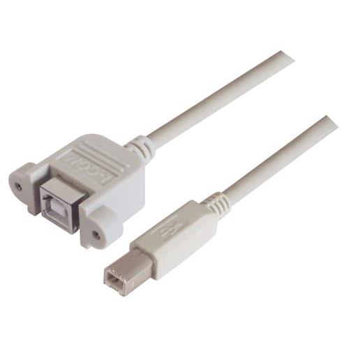 L-Com USB Cable, Male USB to Male, USB 2.0 USB B, USB Type B, Light Grey, 1 m