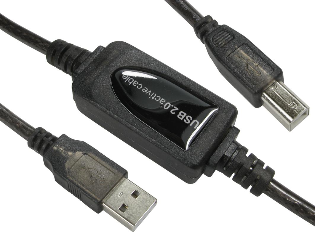 NewLink IC Socket USB Cable, Male USB Type A to Male, USB 2.0 USB B, Black, 20 m