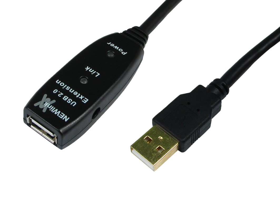 NewLink IC Socket USB Cable, Male USB Type A to Female, USB 2.0 USB Type A, Black, 30 m