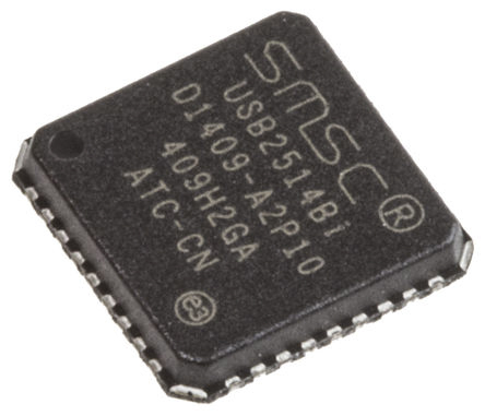 Microchip USB2514BI-AEZG, Transceiver IC, 1-Channel 480 Mbps, 3.6V, USB 2.0, 3.3 V, 36-Pin QFN