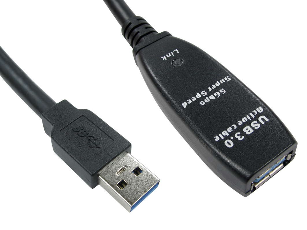 NewLink IC Socket USB Cable, Male USB Type A to Female, USB 3.0 USB Type A, Black, 5 m