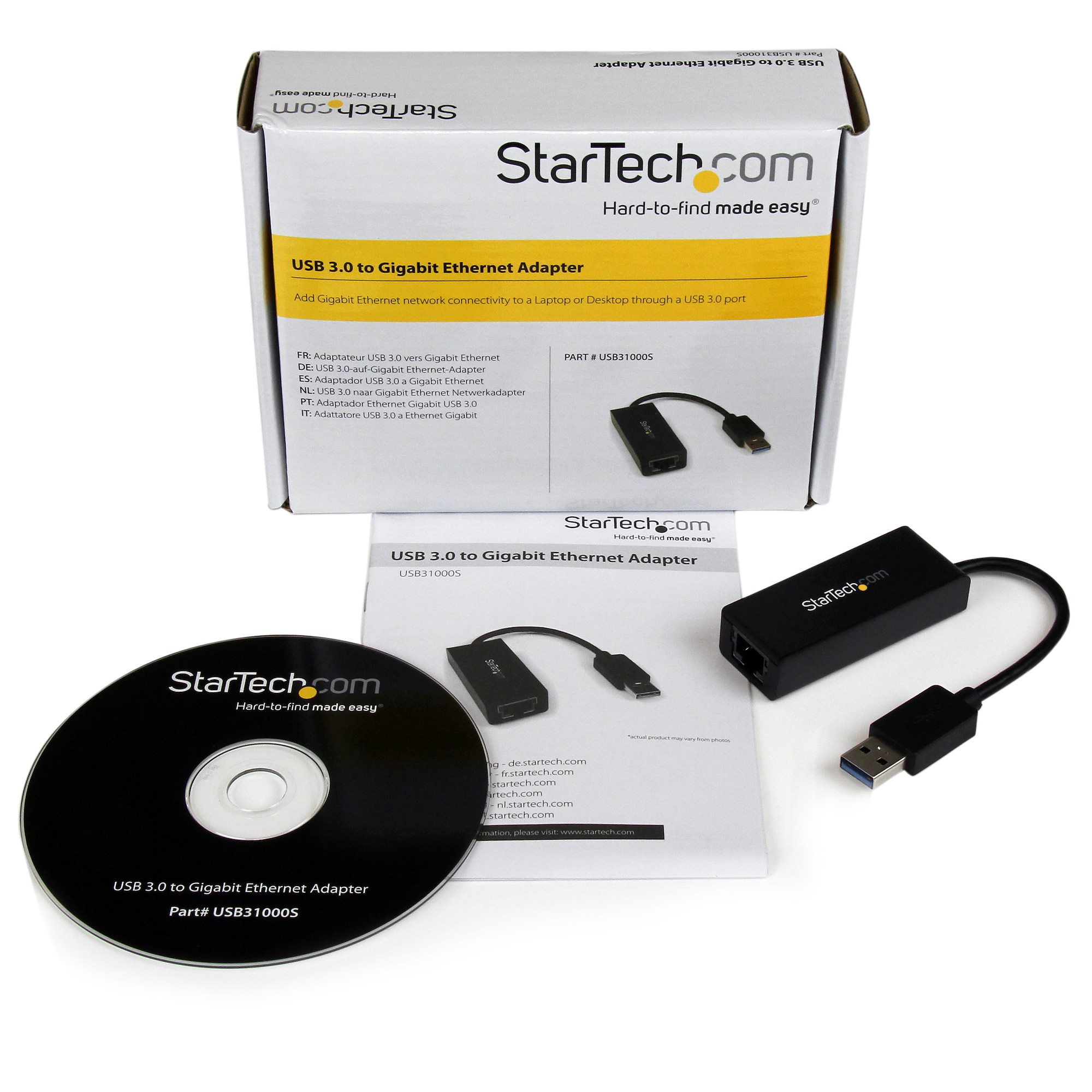 usb31000s StarTech.com USB Ethernet Adapter USB 3.0 135 mm Black 1000Mbps Network Speed
