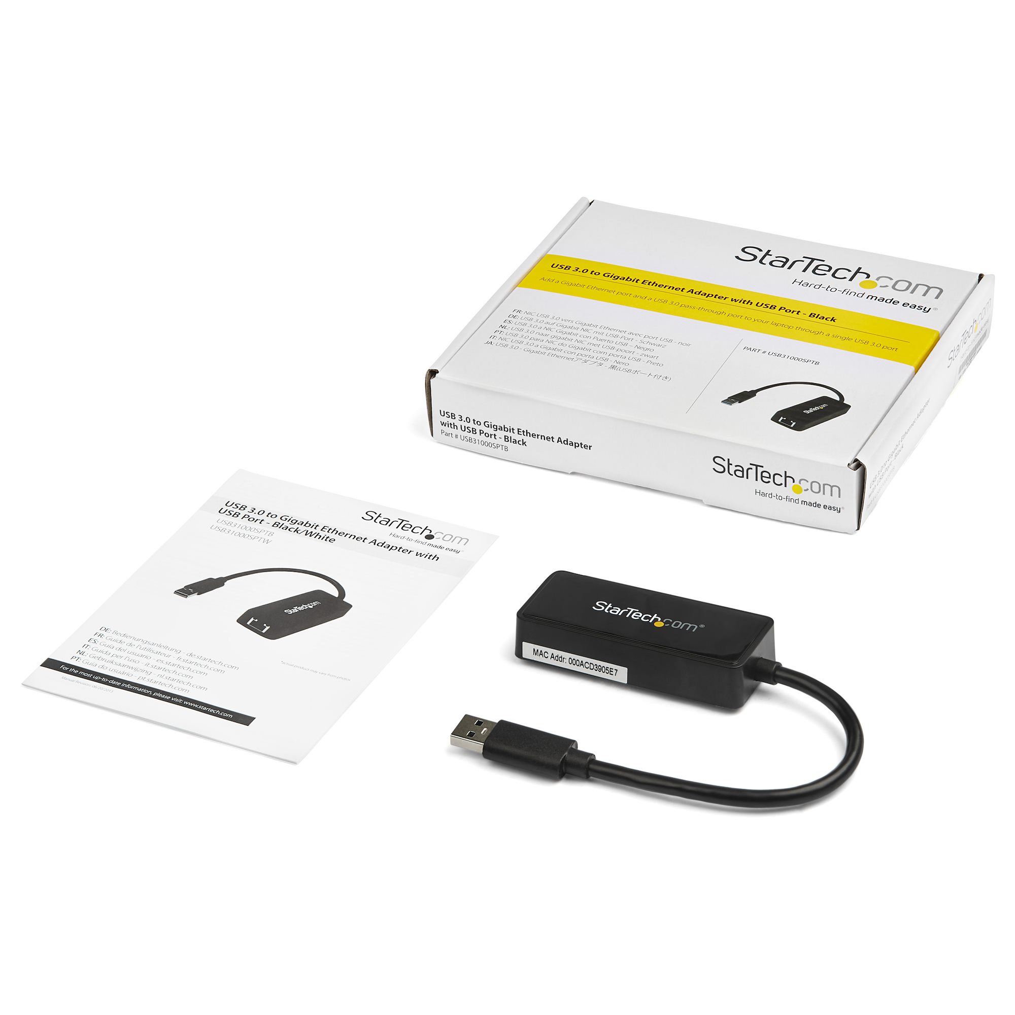usb31000sptb StarTech.com USB Ethernet Adapter USB 3.0 155 mm Black 1000Mbps Network Speed