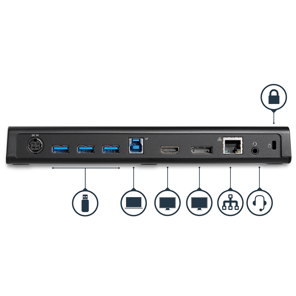 usb3dockhdpc StarTech.com  2 3840 x 2160 pixel USB 3.0 Docking Station USB Type A Portswith DisplayPort, HDMI - 4 xUSB ports