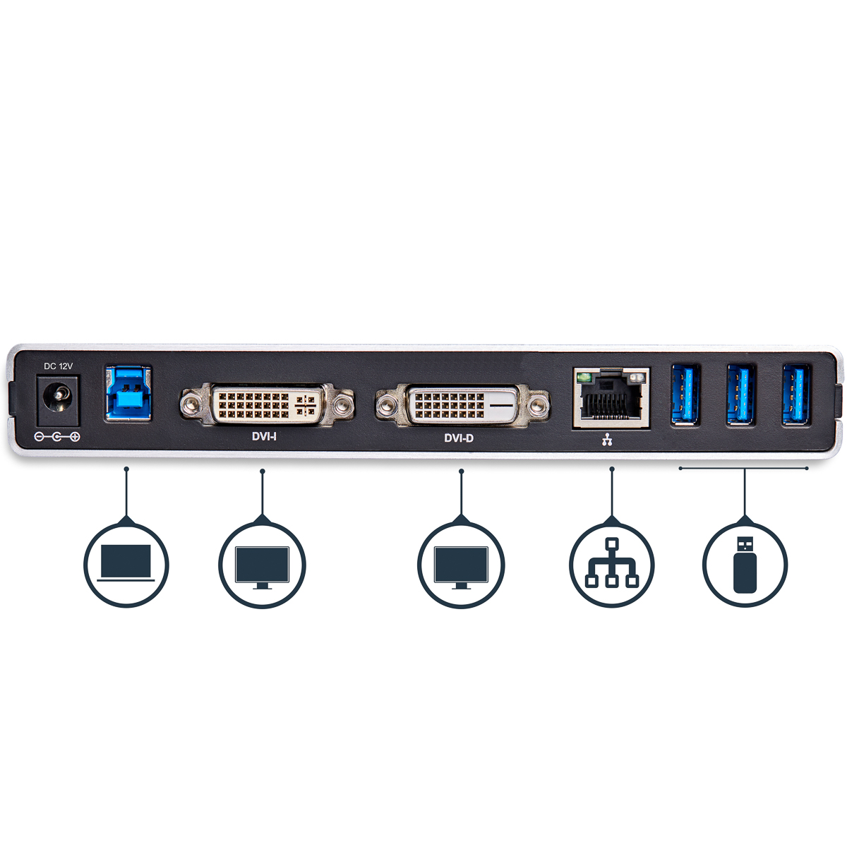 usb3sdockdd StarTech.com  2 2048 x 1152 pixel USB 3.0 Docking Station USB Type A, USB Type B Portswith DVI, HDMI, VGA - 5 xUSB ports