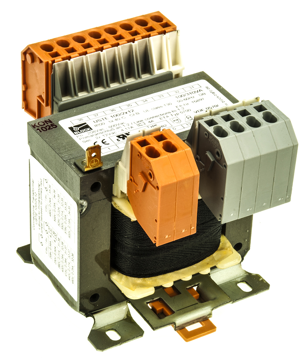 Block 2 Output 100 VA Chassis Mount Transformer, 2 x 12 V ac, cUL, UL, VDE