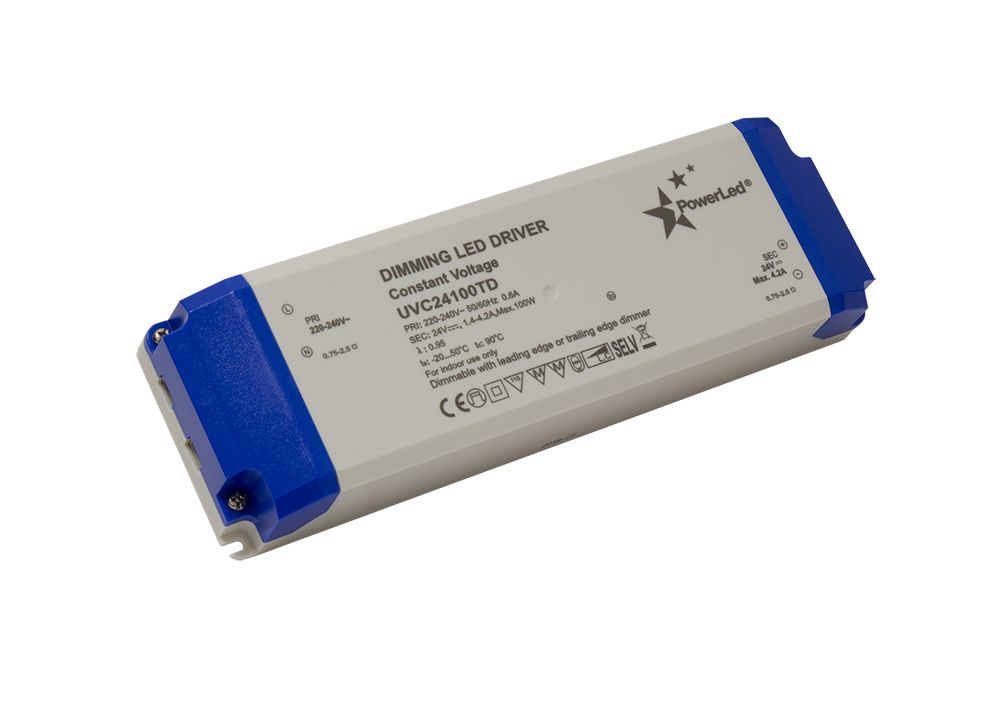 PowerLED LED Driver, 24V dc Output, 100 W Output, 4.2A Compatible with Leading edge dimmers, DC Dimming