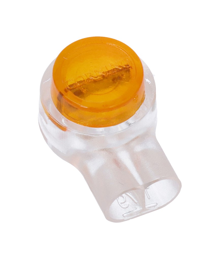 Corning, UY Butt Splice Connector, Orange, Insulated 26 AWG